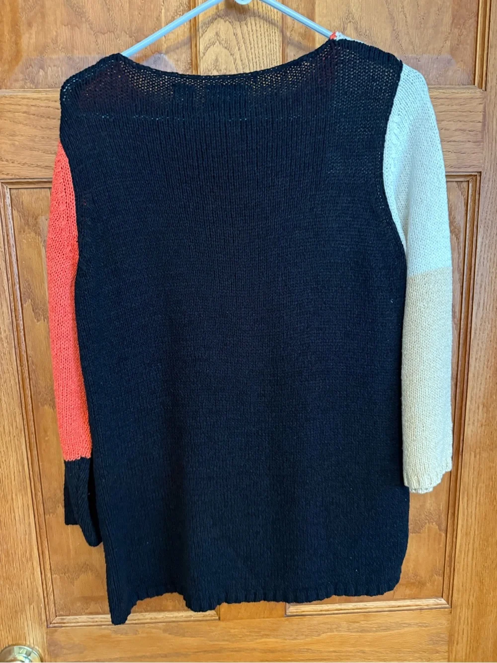 JM Collection Colorblock Red, Black, Cream & Tan Knit Scoop Neck Sweater